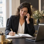 Commercial programmant un prochain échange dans son agenda.