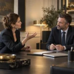 Échange constructif entre un client exprimant une objection et sa conseillère.